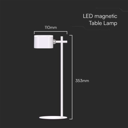 LED dimmbare magnetische wiederaufladbare Schreibtischlampe 4in1 LED/3W/5V 3000-6000K 1800 mAh weiß