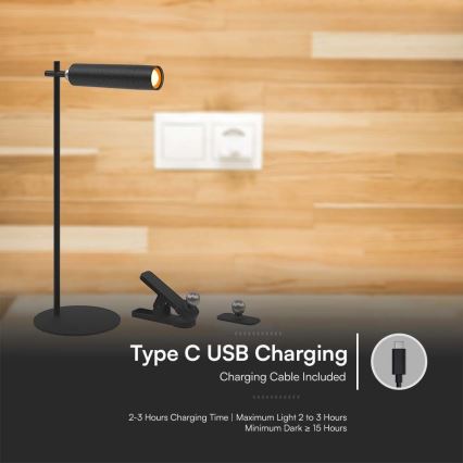 LED dimmbare magnetische wiederaufladbare Tischlampe 3in1 LED/3W/5V 4000K 1500 mAh schwarz
