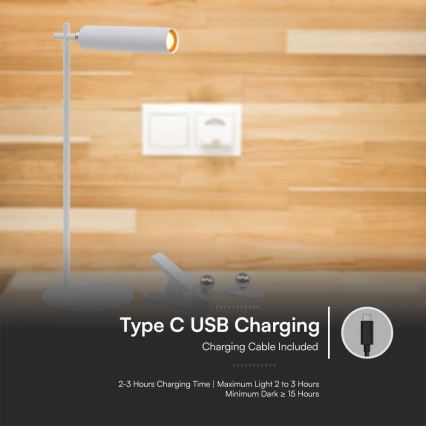 LED dimmbare magnetische wiederaufladbare Tischlampe 3in1 LED/3W/5V 4000K 1500 mAh Weiß