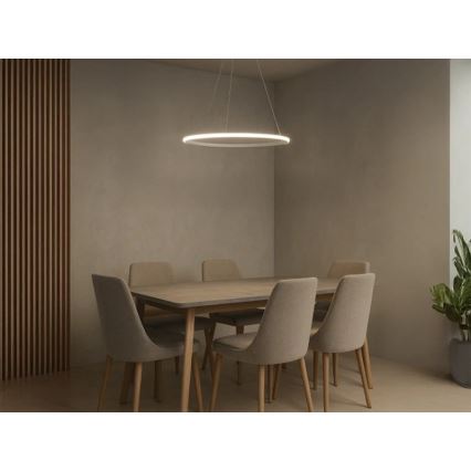 Dimmbare LED-Pendelleuchte mit Drahtseilaufhängung, 32 W, 230 V, 3000–6500 K, Ø 60 cm + Fernbedienung