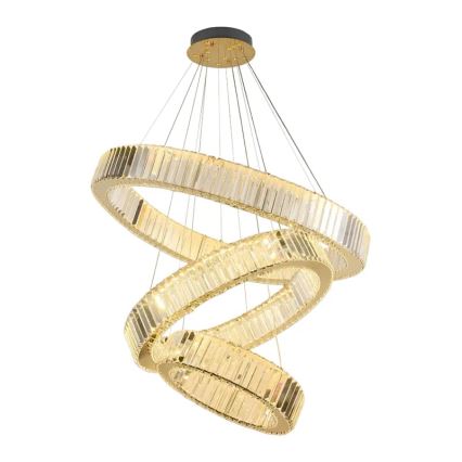 LED dimmbarer Kristall-Pendelleuchter an Seil LED/115W/230V 3000-6500K Chrom/Gold + Fernbedienung