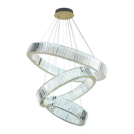LED dimmbarer Kristall-Pendelleuchter an Seil LED/115W/230V 3000-6500K Chrom/Gold + Fernbedienung