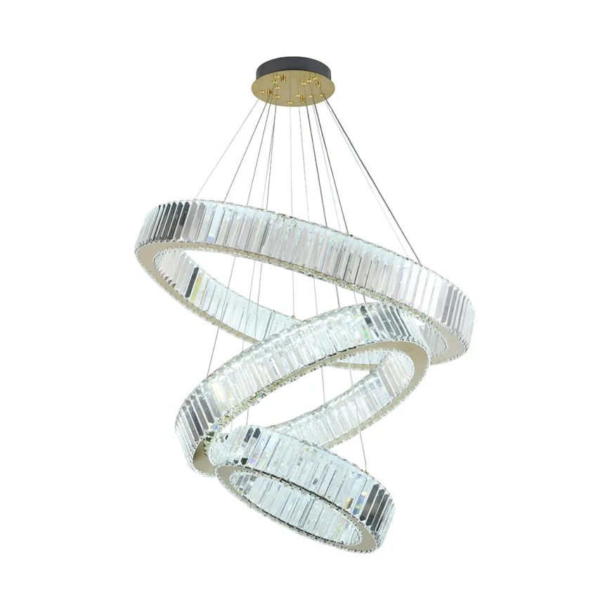 LED dimmbarer Kristall-Pendelleuchter an Seil LED/115W/230V 3000-6500K Chrom/Gold + Fernbedienung