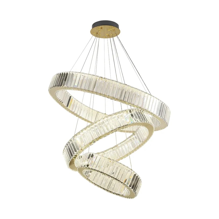 LED dimmbarer Kristall-Pendelleuchter an Seil LED/115W/230V 3000-6500K Chrom/Gold + Fernbedienung