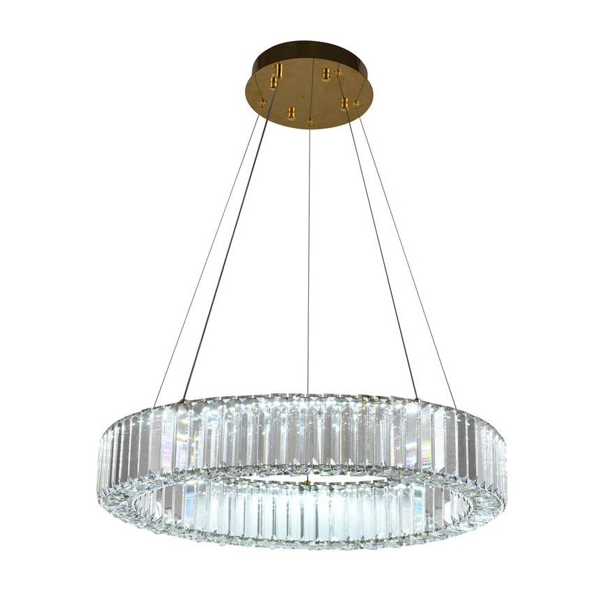 LED dimmbarer Kristall-Pendelleuchter an Seil LED/40W/230V 3000-6500K Chrom/Gold + Fernbedienung