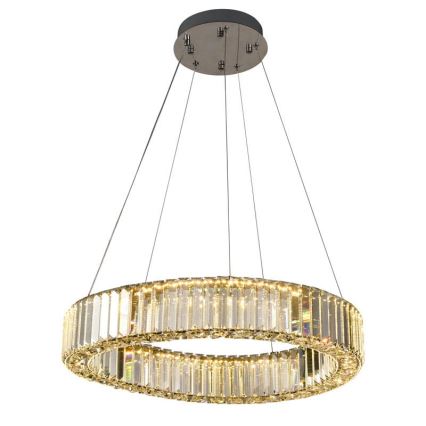 LED dimmbarer Kristall-Kronleuchter an Kabel LED/40W/230V 3000-6500K glänzender Chrom + Fernbedienung