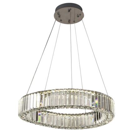 LED dimmbarer Kristall-Kronleuchter an Kabel LED/40W/230V 3000-6500K glänzender Chrom + Fernbedienung
