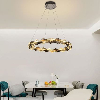 LED dimmbarer Kristall-Kronleuchter an Kabel LED/40W/230V 3000-6500K glänzender Chrom + Fernbedienung