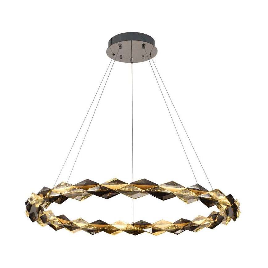 LED dimmbarer Kristall-Pendelleuchter an Seil LED/55W/230V 3000-6500K glänzender Chrom + Fernbedienung
