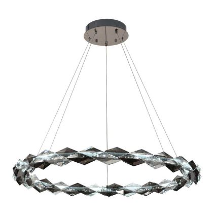 LED dimmbarer Kristall-Pendelleuchter an Seil LED/55W/230V 3000-6500K glänzender Chrom + Fernbedienung