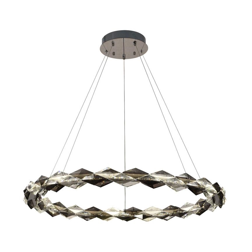 LED dimmbarer Kristall-Pendelleuchter an Seil LED/55W/230V 3000-6500K glänzender Chrom + Fernbedienung