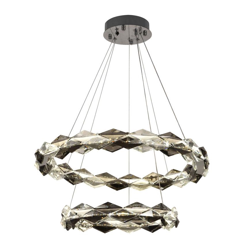 LED dimmbarer Kristall-Pendelleuchter an Seil LED/65W/230V 3000-6500K glänzender Chrom + Fernbedienung