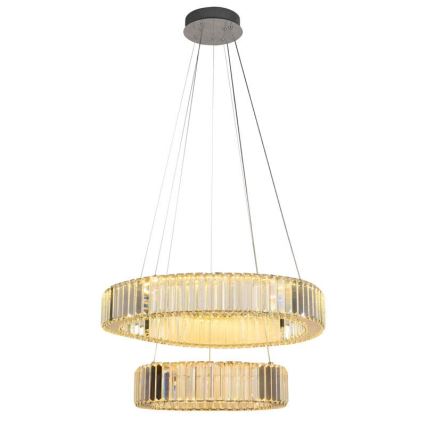 LED dimmbarer Kristall-Pendelleuchter an Seil LED/65W/230V 3000-6500K glänzender Chrom + Fernbedienung
