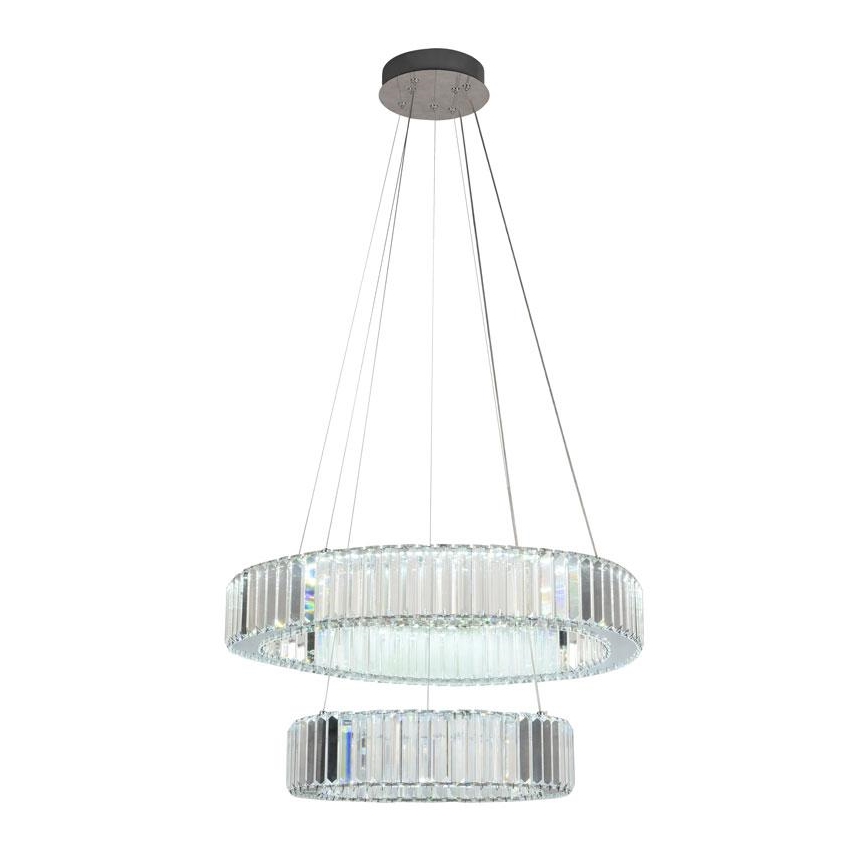 LED dimmbarer Kristall-Pendelleuchter an Seil LED/65W/230V 3000-6500K glänzender Chrom + Fernbedienung