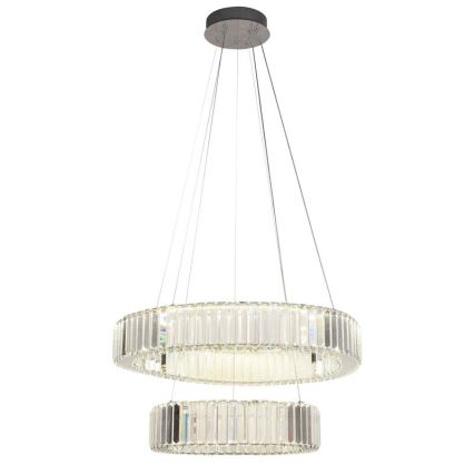 LED dimmbarer Kristall-Pendelleuchter an Seil LED/65W/230V 3000-6500K glänzender Chrom + Fernbedienung