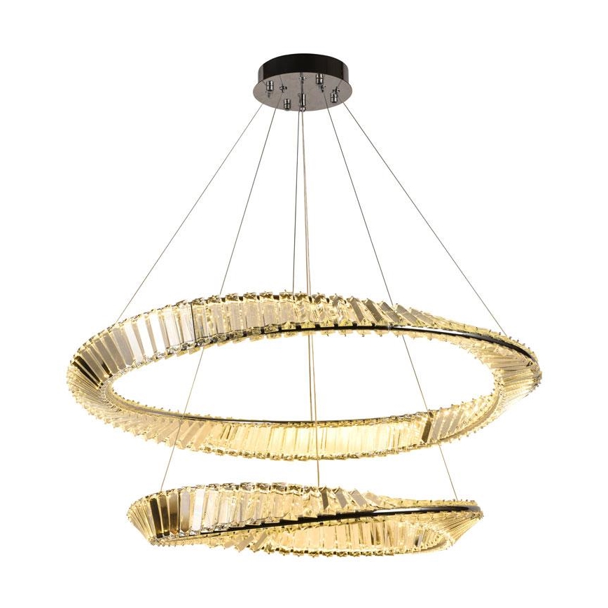 LED dimmbarer Kristall-Kronleuchter an Kabel LED/90W/230V 3000-6500K glänzender Chrom + Fernbedienung