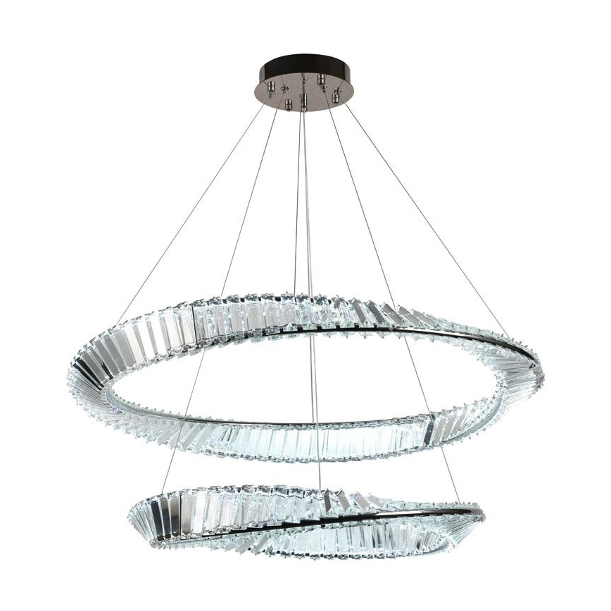 LED dimmbarer Kristall-Kronleuchter an Kabel LED/90W/230V 3000-6500K glänzender Chrom + Fernbedienung
