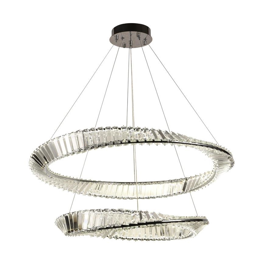 LED dimmbarer Kristall-Kronleuchter an Kabel LED/90W/230V 3000-6500K glänzender Chrom + Fernbedienung