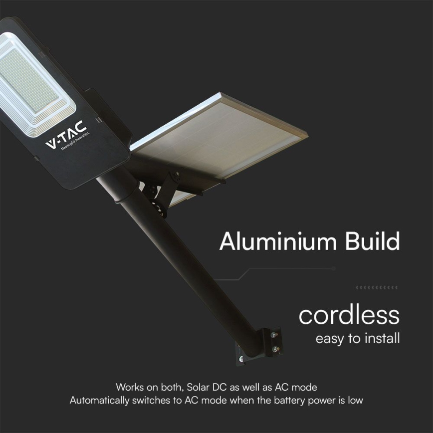 LED dimmbare hybride Solar-Straßenleuchte LED/50W/230V 6500K IP65 50000 mAh + Fernbedienung