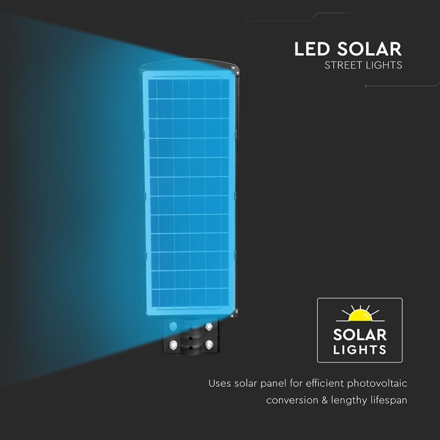 LED dimmbare Solar-Straßenleuchte mit Bewegungs- und Dämmerungssensor LED/12W/3,2V 6000K IP65 10000 mAh schwarz + Fernbedienung