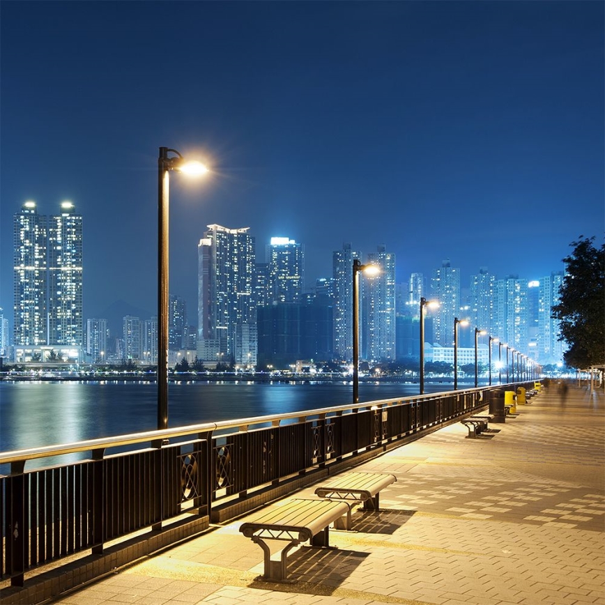 LED dimmbare Solar-Straßenleuchte mit Bewegungs- und Dämmerungssensor LED/6W/3,2V 6000K IP65 5000 mAh schwarz + Fernbedienung