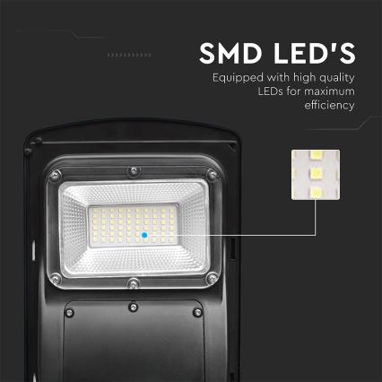 LED dimmbare Solar-Straßenleuchte mit Bewegungs- und Dämmerungssensor LED/6W/3,2V 6000K IP65 5000 mAh schwarz + Fernbedienung