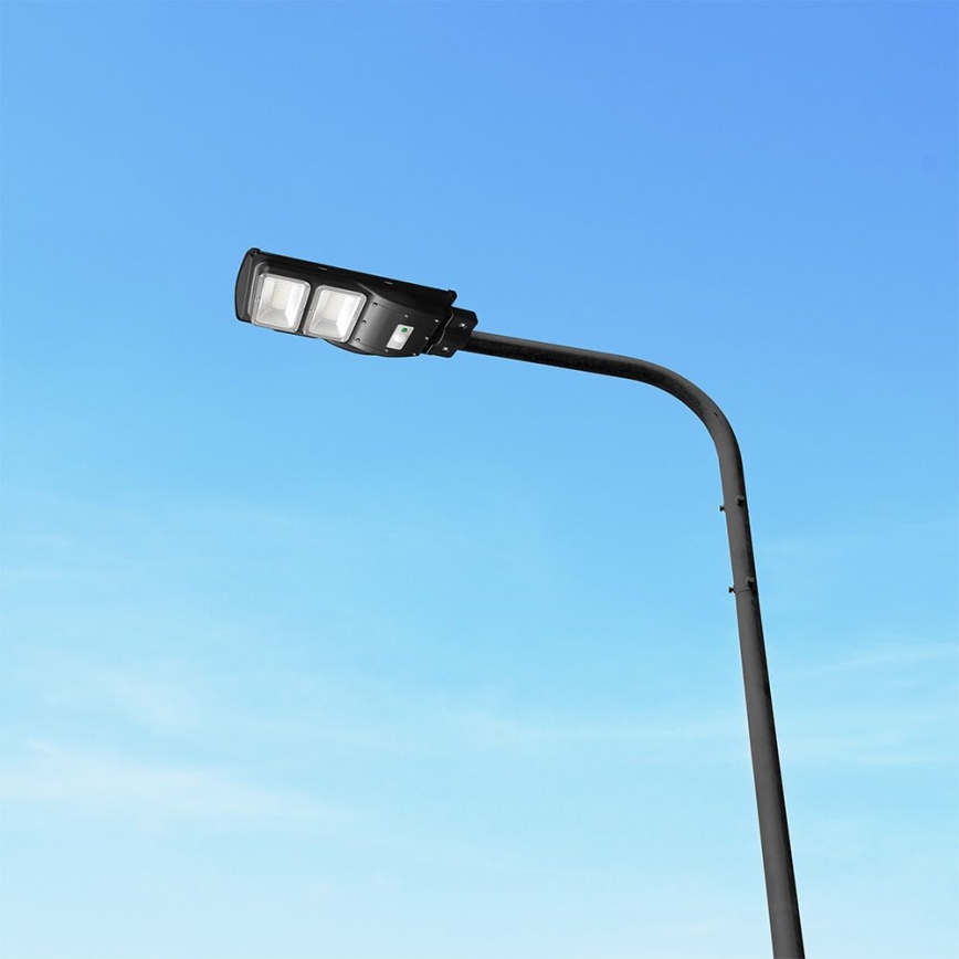 LED dimmbare Solar-Straßenleuchte mit Bewegungs- und Dämmerungssensor LED/8W/3,2V 6000K IP65 9000 mAh schwarz + Fernbedienung