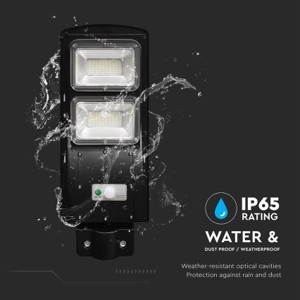 LED dimmbare Solar-Straßenleuchte mit Bewegungs- und Dämmerungssensor LED/8W/3,2V 6000K IP65 9000 mAh schwarz + Fernbedienung