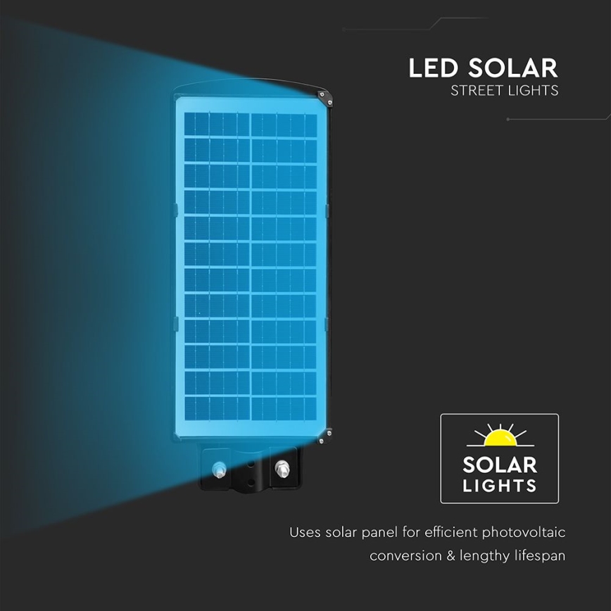 LED dimmbare Solar-Straßenleuchte mit Bewegungs- und Dämmerungssensor LED/8W/3,2V 6000K IP65 9000 mAh schwarz + Fernbedienung