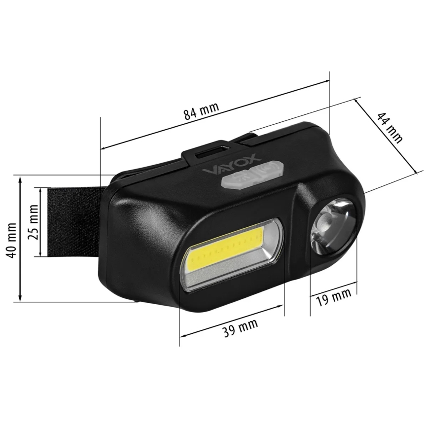LED wiederaufladbare Stirnlampe dimmbar 2xLED/5V IPX4 250 lm 2000 mAh