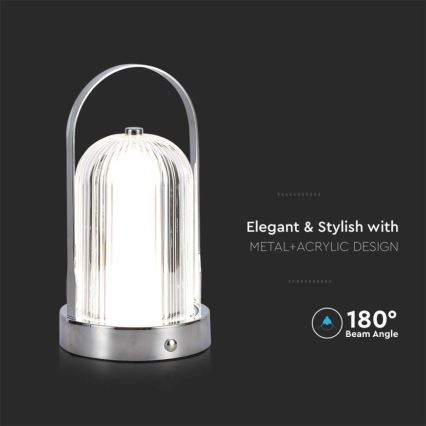 LED dimmbare, wiederaufladbare Touch-Tischlampe LED/1W/5V 3000-6000K 1800 mAh mattchrom