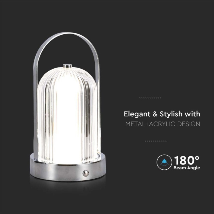 LED dimmbare, wiederaufladbare Touch-Tischlampe LED/1W/5V 3000-6000K 1800 mAh mattchrom