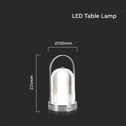LED dimmbare, wiederaufladbare Touch-Tischlampe LED/1W/5V 3000-6000K 1800 mAh mattchrom