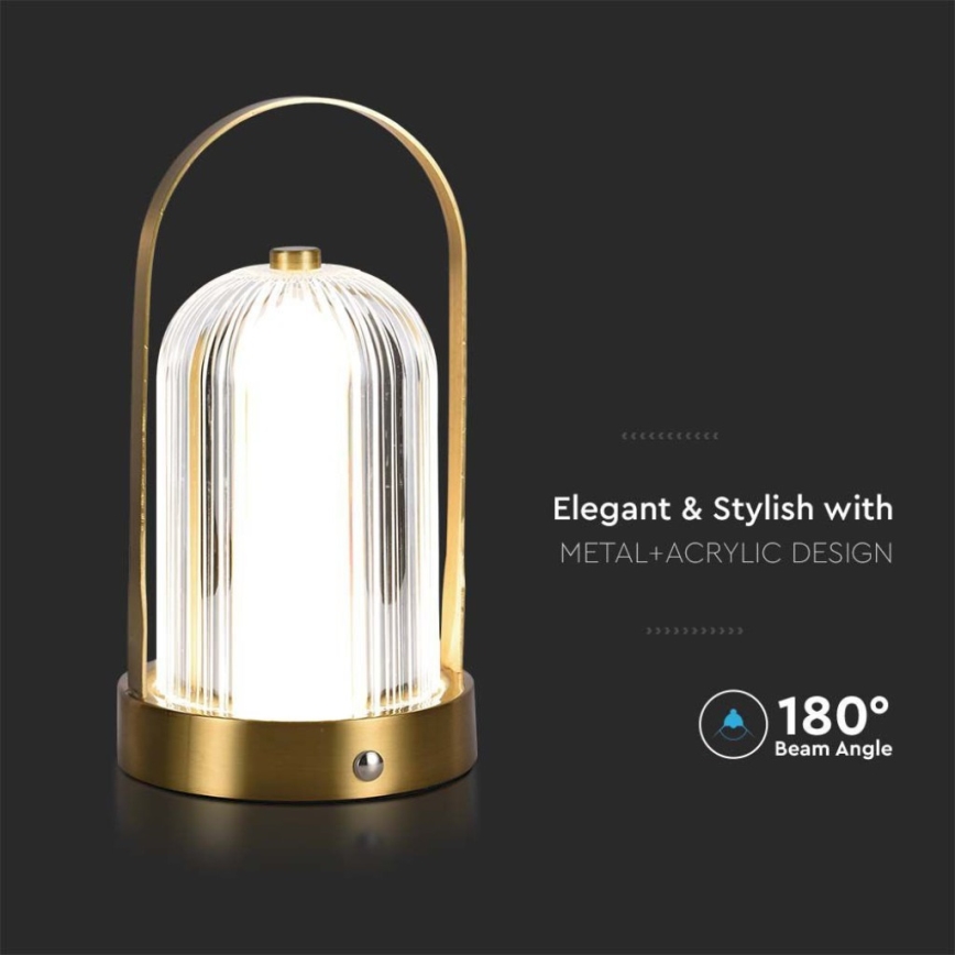 LED dimmbare wiederaufladbare Touch-Tischlampe LED/1W/5V 3000-6000K 1800 mAh gold