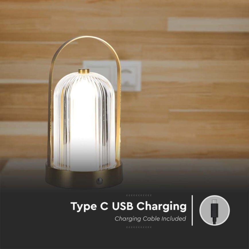 LED dimmbare wiederaufladbare Touch-Tischlampe LED/1W/5V 3000-6000K 1800 mAh gold