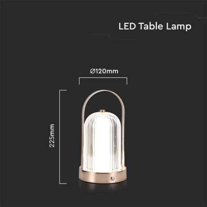 LED dimmbare wiederaufladbare Touch-Tischlampe LED/1W/5V 3000-6000K 1800 mAh gold