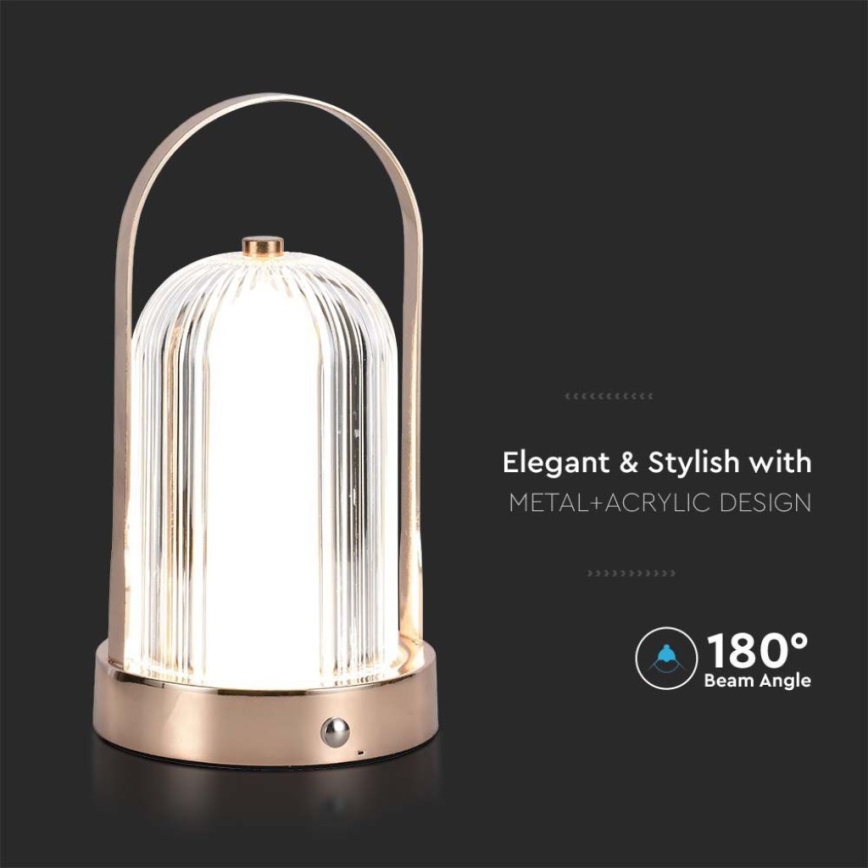 LED dimmbare wiederaufladbare Touch-Tischlampe LED/1W/5V 3000-6000K 1800 mAh Kupfer