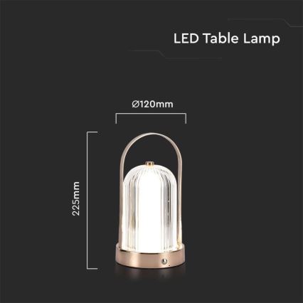 LED dimmbare wiederaufladbare Touch-Tischlampe LED/1W/5V 3000-6000K 1800 mAh Kupfer