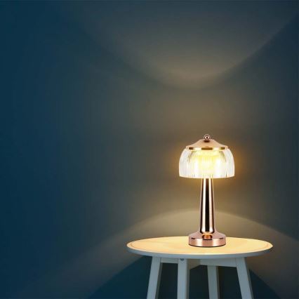LED dimmbare, wiederaufladbare Touch-Tischlampe LED/1W/5V 3000-6000K 1800 mAh Roségold