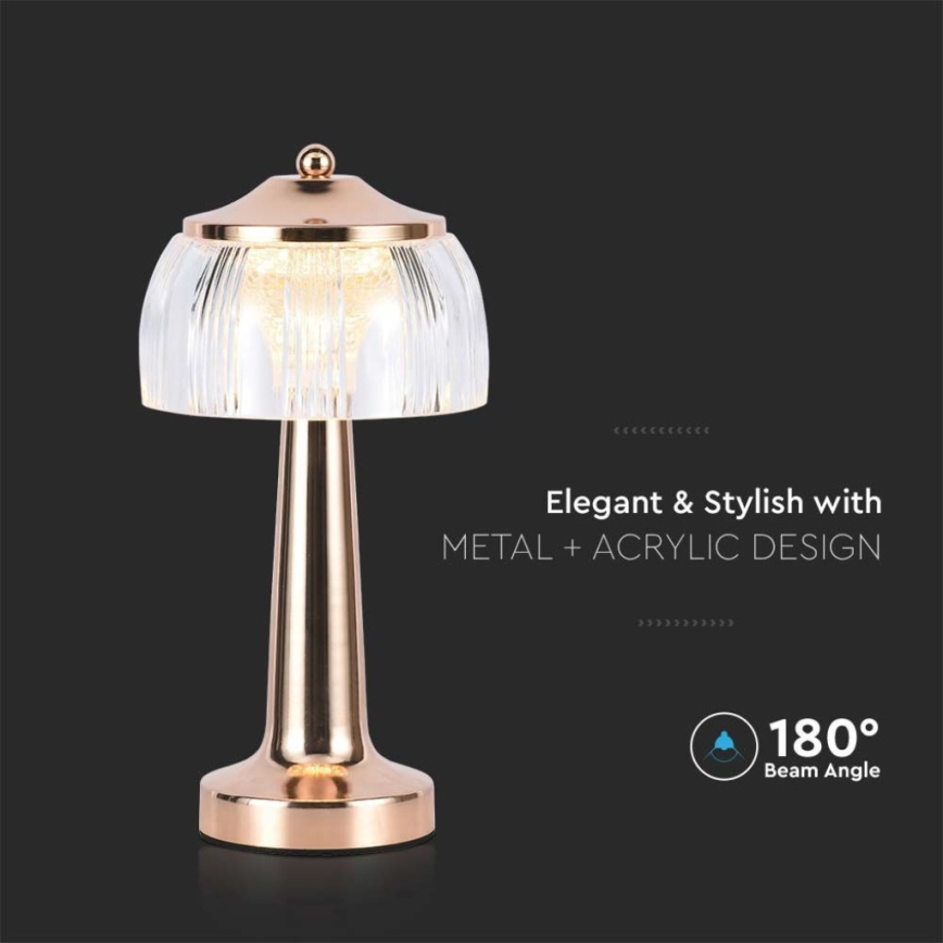 LED dimmbare, wiederaufladbare Touch-Tischlampe LED/1W/5V 3000-6000K 1800 mAh Roségold