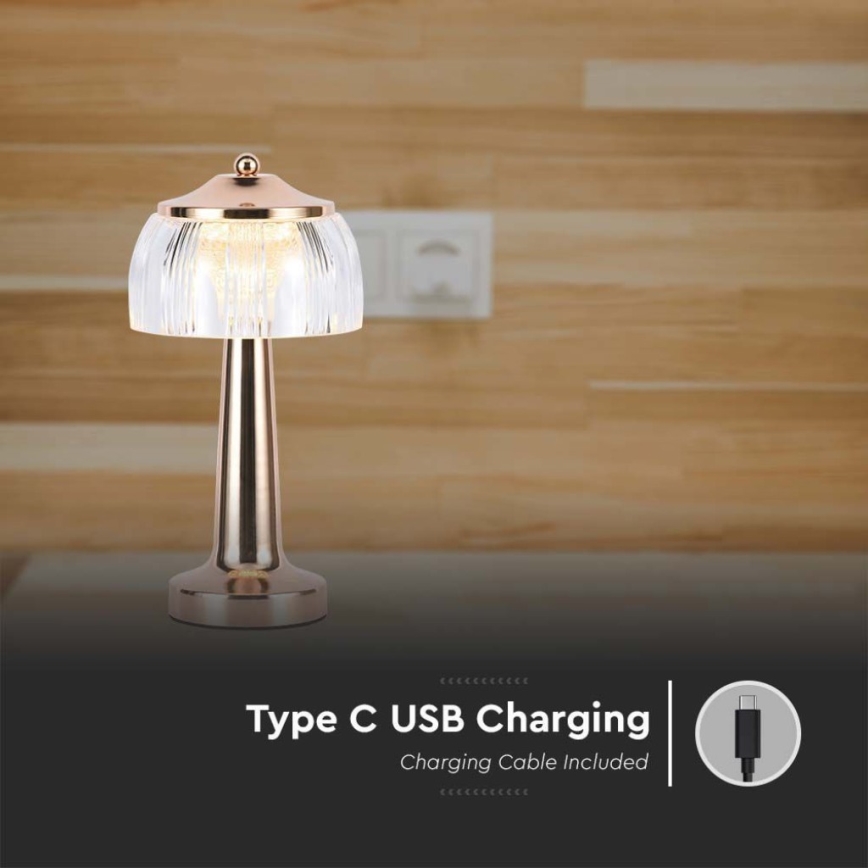 LED dimmbare, wiederaufladbare Touch-Tischlampe LED/1W/5V 3000-6000K 1800 mAh Roségold