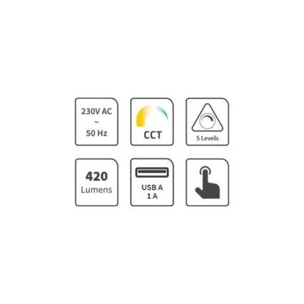 LED dimmbare Tischlampe mit USB LED/7W/230V 3000K/4000K/5500K Weiß