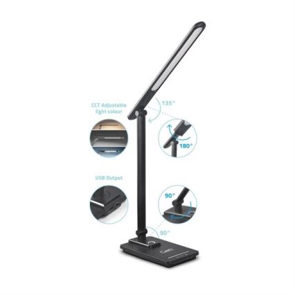 LED dimmbare Tischlampe mit USB LED/9W/230V 3000K/4000K/5500K schwarz