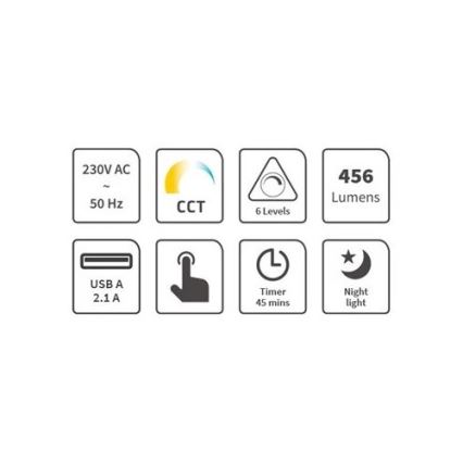 LED dimmbare Tischlampe mit USB LED/9W/230V 3000K/4000K/5500K schwarz