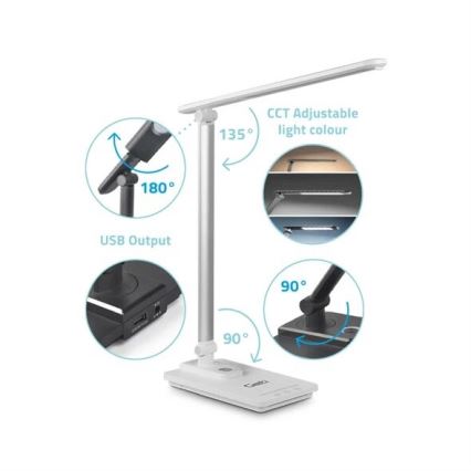 LED dimmbare Tischlampe mit USB LED/9W/230V 3000K/4000K/5500K Weiß