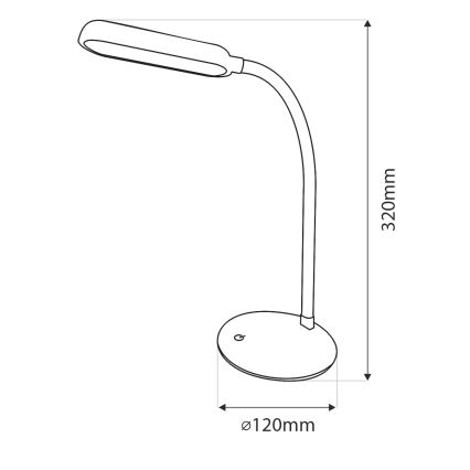 LED dimmbare, berührungsaktivierte flexible Tischlampe LED/6W/5V USB 1200 mAh weiß