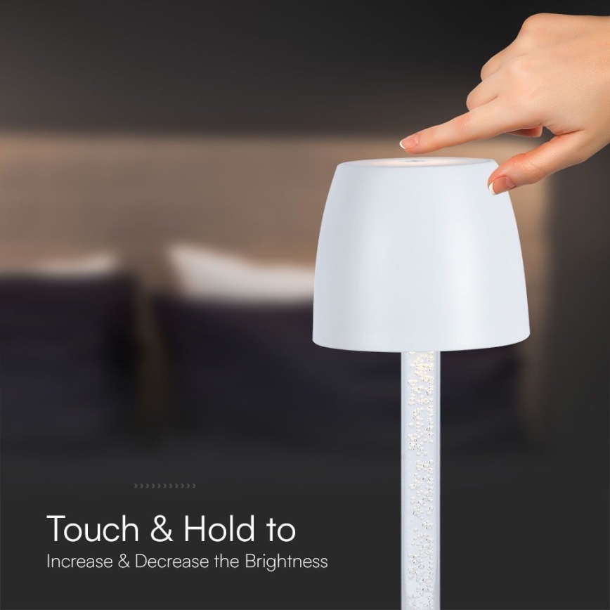 LED Dimmbarer wiederaufladbarer Touch-Tischleuchte LED/3W/5V 3000K 1800 mAh Weiß
