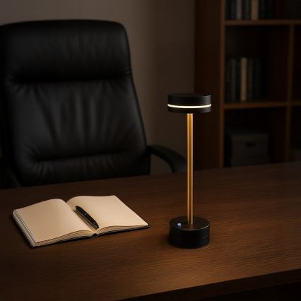 LED-dimmbare, wiederaufladbare Schreibtischlampe SAM LED/5W/5V schwarz/gold