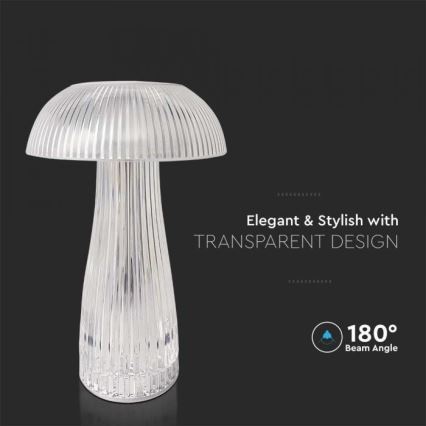LED dimmbare, wiederaufladbare Touch-Tischlampe LED/1W/5V 3000-6000K 1800 mAh klar