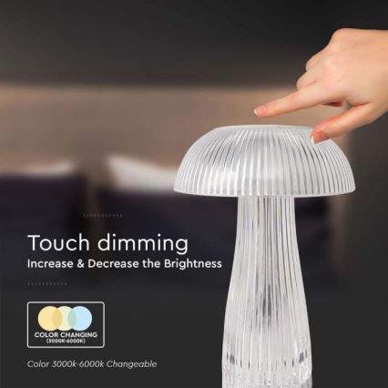 LED dimmbare, wiederaufladbare Touch-Tischlampe LED/1W/5V 3000-6000K 1800 mAh klar